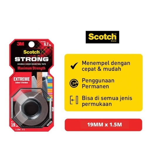 [EZR.0900268] Scotch 3M Perekat Isolasi Extreme Mounting Tape 414-S19 19 MM X 1.5 M