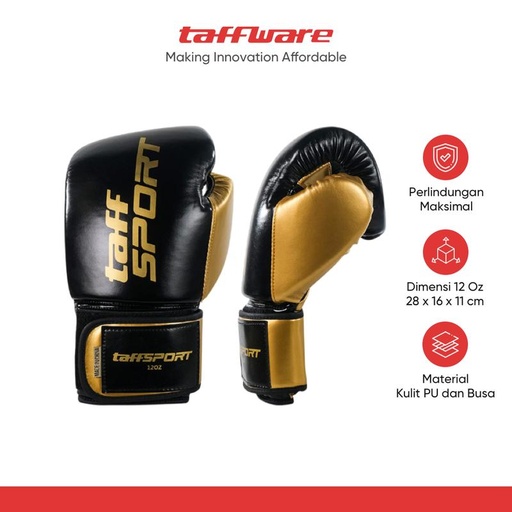 [EZR.5100058] TaffSPORT Sarung Tangan Tinju MMA UFC Boxing Muay Thai Leather Glove - 12OZ