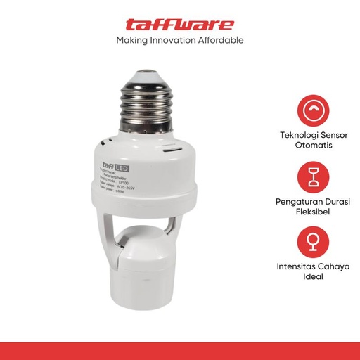 [EZR.5100149] TaffLED Fitting Lampu Bohlam Sensor PIR Adjustable Timer 40W E27 - LP100