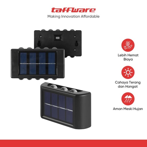 [EZR.5100416] TaffLED Lampu Dinding Solar Outdoor Modern IP65 600mAh Warm White - H6