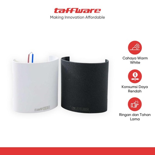 [EZR.5100428] TaffLED Lampu Dinding Hias LED Plastic Body 2W 2 LED Warm White - 2T