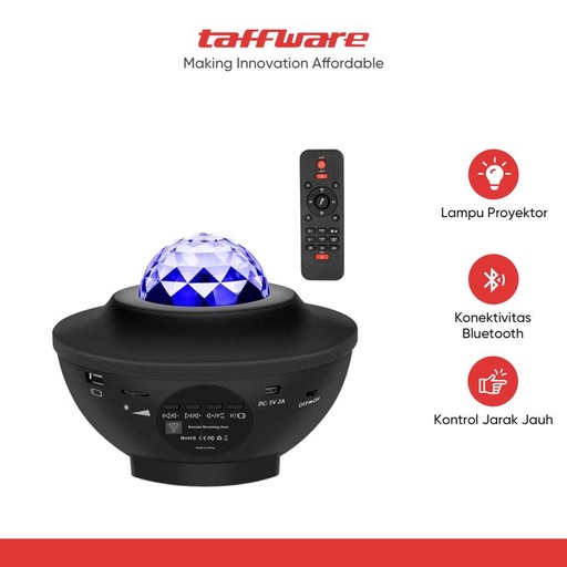 [EZR.5101030] TaffLED Speaker Bluetooth + Lampu Tidur Proyektor + Remote - BR770613