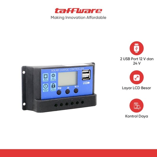 [EZR.5101207] Taffware Solar Charger Controller Dual USB 10A 12V 24V - RBL-006A