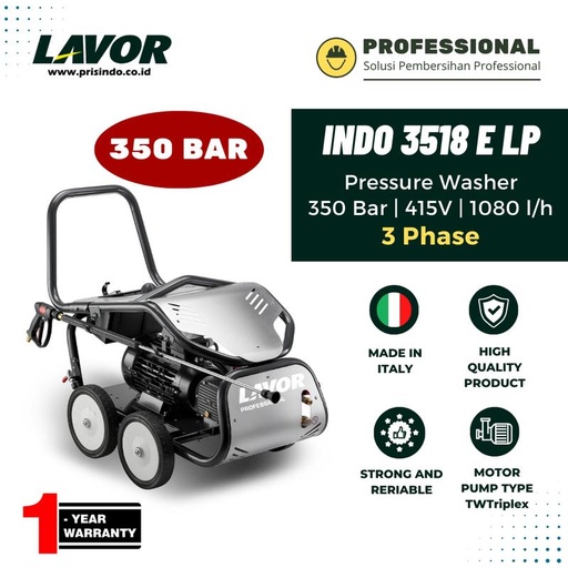 [EZM.1000025] LAVOR INDO 3518 E LP -  HIGH PRESSURE CLEANER 3 PHASE INDUSTRIAL MODEL
