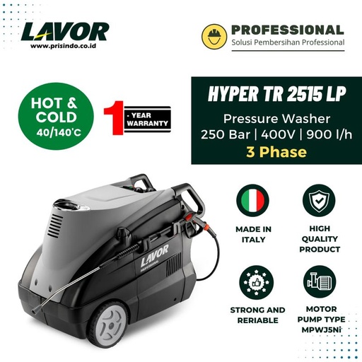 [EZM.1000248] High Pressure Cleaner Hot and Cold LAVOR HYPER TR 2515 250 BAR 15 LPM