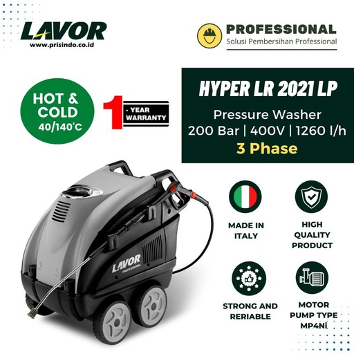 [EZM.1000249] High Pressure cleaner Hot Cold LAVOR HYPER LR 2021 LP 200 BAR
