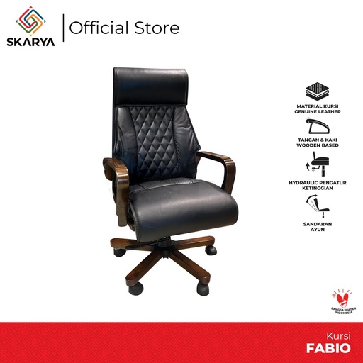 [EZO.6500029] Kursi Kantor Kaki Kayu Kursi Kerja Kursi Direktur Kursi Kulit Fabio (Baru)