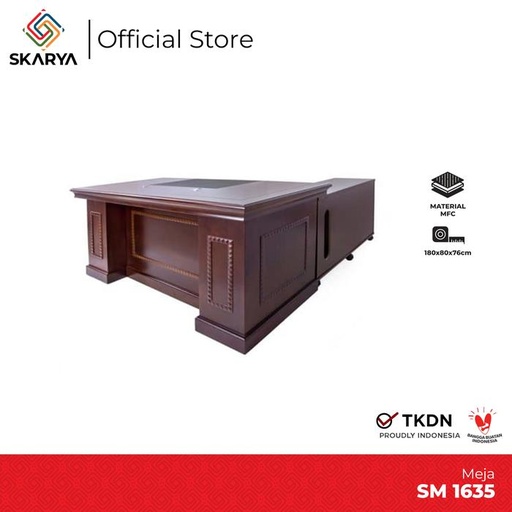 [EZO.6500078] Meja Kerja Direktur Kayu Classic Meja Kerja Meja Kantor SM 1635 (Baru)