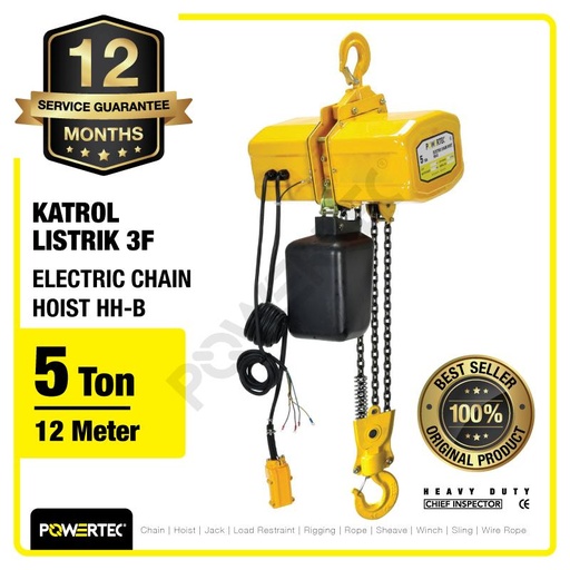 [EZM.1392625] Electric Chain Hoist 5 Ton x 12 Meter HH-B 3F POWERTEC