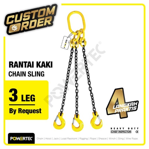 [EZM.1392670] Chain Sling 3 Legs / Rantai 3 kaki POWERTEC - Custom Order