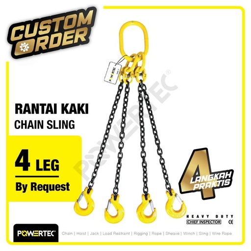 [EZM.1392671] Chain Sling 4 Legs / Rantai 4 kaki POWERTEC - Custom Order