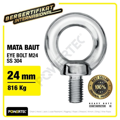 [EZM.1392889] Eye Bolt / Mata Baut POWERTEC SS 304 M24 POWERTEC