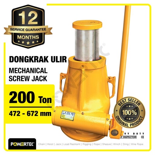 [EZM.1393039] Screw Jack / Dongkrak Ulir Botol 200 Ton POWERTEC