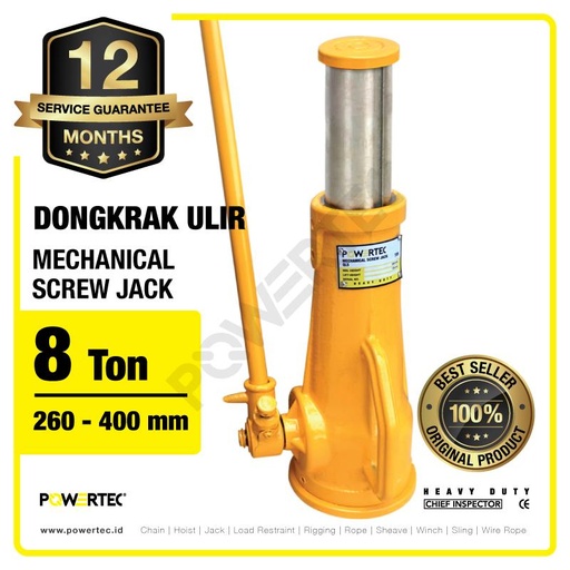 [EZM.1393040] Screw Jack / Dongkrak Ulir Botol 8 Ton POWERTEC