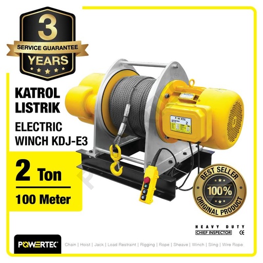 [EZM.1393045] Electric Winch Hoist 2 Ton x 100 Meter 3 Phase KDJ-E3 POWERTEC