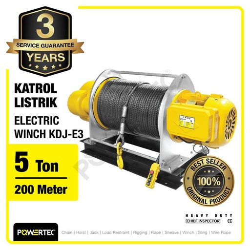 [EZM.1393048] Electric Winch Hoist 5 Ton x 200 Meter 3 Phase KDJ-E3 POWERTEC