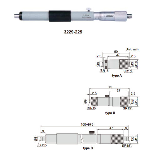 [3229-750] Tubular Inside Micrometer Range 725-750mm Insize 3229-750