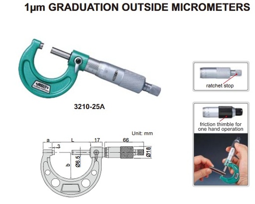 [3210-1004A] Graduation Outside Micrometer Set 1um 0-100mm Insize 3210-1004A