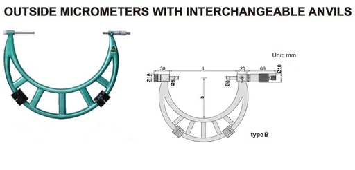 [3206-800] Outside Micrometer With Extension Anvil Collar 700-800mm Insize 3206-800