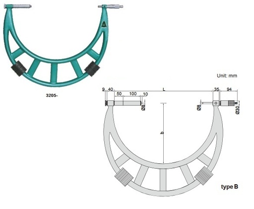 [3205-600] Insize 3205-600 Outside Micrometer With Extension Anvil Collar 500-600mm