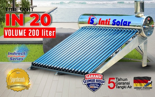 [20 IN] Pemanas Air Matahari Water Heater 200 Liter Inti Solar 20 IN