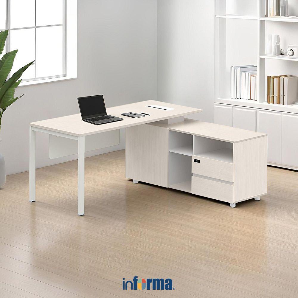 Jual Informa Sieben Meja Kantor Right 160 Iw - Putih Ivory Meja Kerja ...