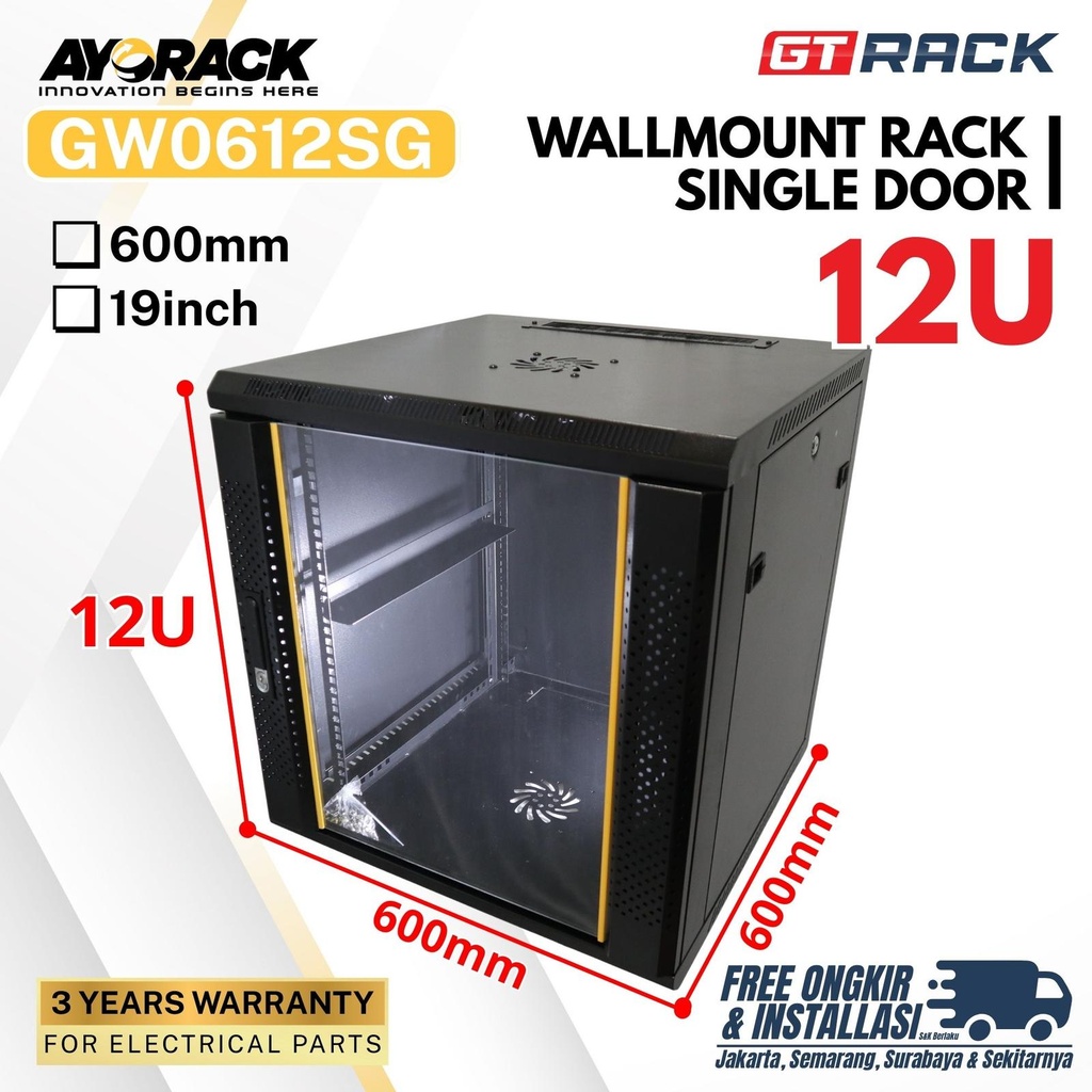 Jual WALLMOUNT RACK 12U GT RACK GW0612SG – RAK SERVER WALL MOUNT DEPTH ...