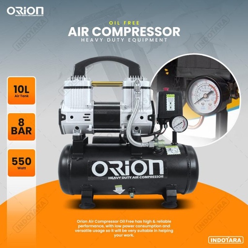 [EZM.1011390] Kompresor Angin Oil Free 0.75 Kw 3/4 HP 10L Air Compressor Orion DC75F