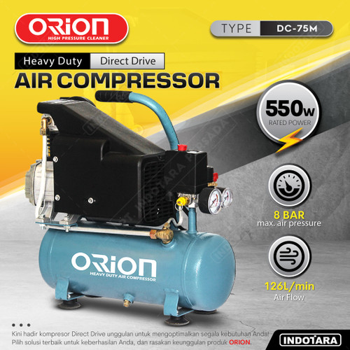 [EZM.1011440] Kompresor Angin 0.75 Kw 3/4 HP 10L Air Compressor Orion type DC75M