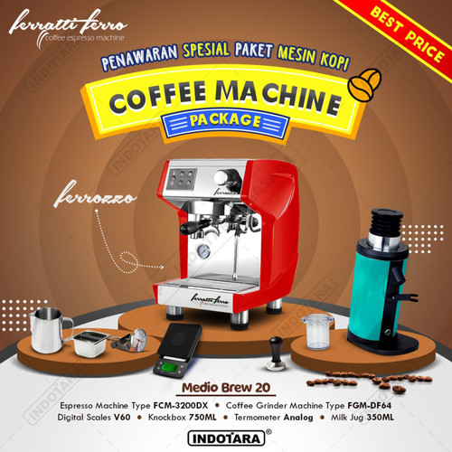 [EZM.1011509] Paket Mesin Kopi Ferratti Ferro - Ferrozzo - Medio Brew 19 - 20