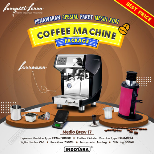 [EZM.1011510] Paket Mesin Kopi Ferratti Ferro - Ferrozzo - Medio Brew 17 - 18