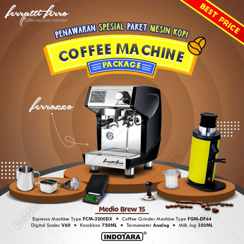 [EZM.1011511] Paket Mesin Kopi Ferratti Ferro - Ferrozzo - Medio Brew 15 - 16