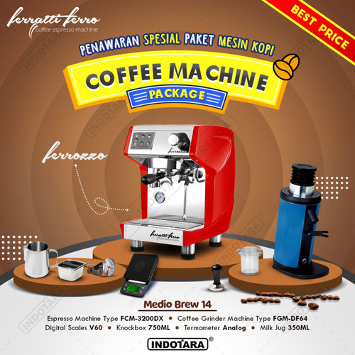 [EZM.1011512] Paket Mesin Kopi Ferratti Ferro - Ferrozzo - Medio Brew 13 - 14