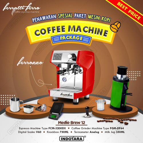 [EZM.1011513] Paket Mesin Kopi Ferratti Ferro - Ferrozzo - Medio Brew 11 - 12
