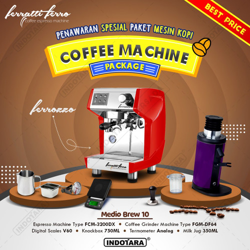 [EZM.1011514] Paket Mesin Kopi Ferratti Ferro - Ferrozzo - Medio Brew 9 - 10