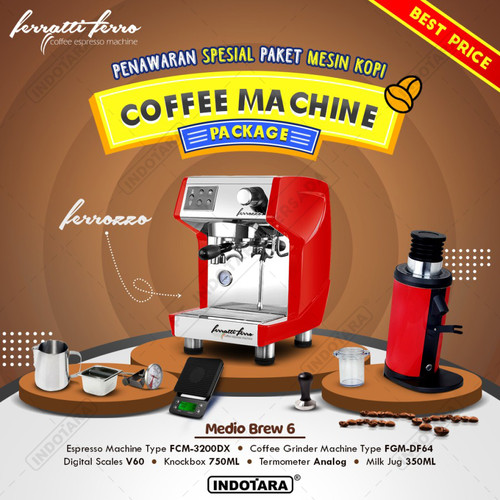 [EZM.1011515] Paket Mesin Kopi Ferratti Ferro - Ferrozzo - Medio Brew 5 - 6