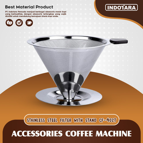 [EZM.1011613] V60 Coffee Dripper Stainless Steel With Stand Saringan Kopi - CF402T
