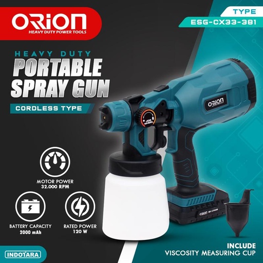 [EZM.1012374] Portable Spray Gun Elektrik Cordless Orion ESGCX33381 Lithium Ion