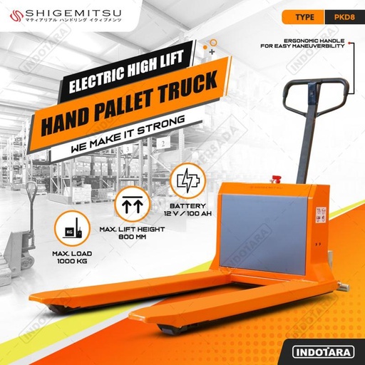 Electric High Lift Hand Pallet Truck SHIGEMITSU PKD8