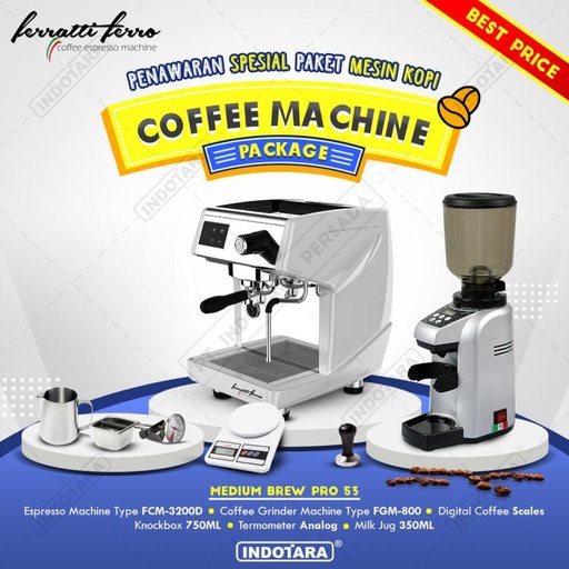 [EZM.1011694] Paket mesin kopi Espresso Medium Brew Pro 52 - 53 - 54