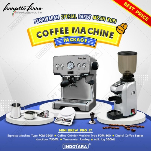 [EZM.1011708] Paket mesin kopi Espresso Mini Brew Pro 16 - 17 - 18