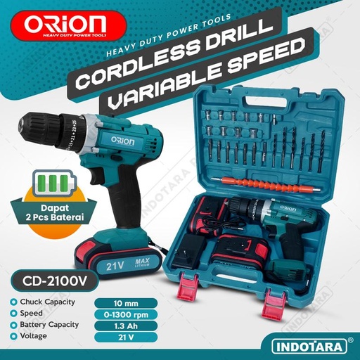[EZM.1011741] Mesin Bor Baterai Cordless Drill Bor Tangan Baterai 21V Orion CD-2100V