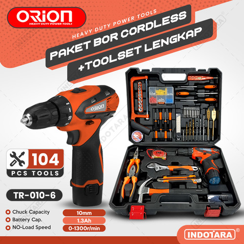 [EZM.1011780] Hand Toolset / Tool Kit Set /Toolbox Cordless Drill Set Orion TR-010-6