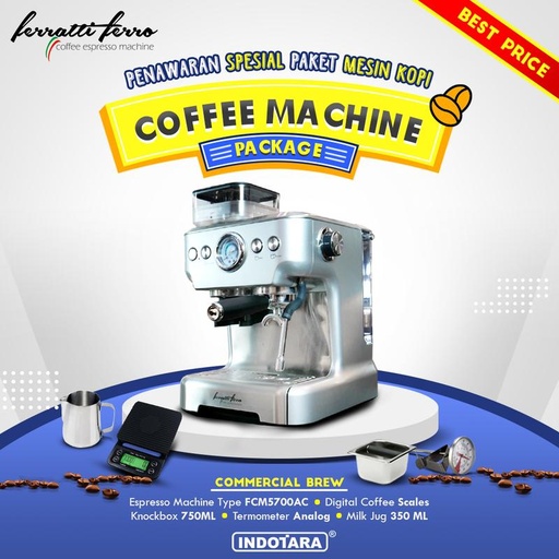 [EZM.1012399] Paket Mesin Kopi Espresso Ferratti Ferro FCM-5700AC - Commercial Brew