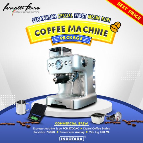 [EZM.1012399] Paket Mesin Kopi Espresso Ferratti Ferro FCM-5700AC - Commercial Brew