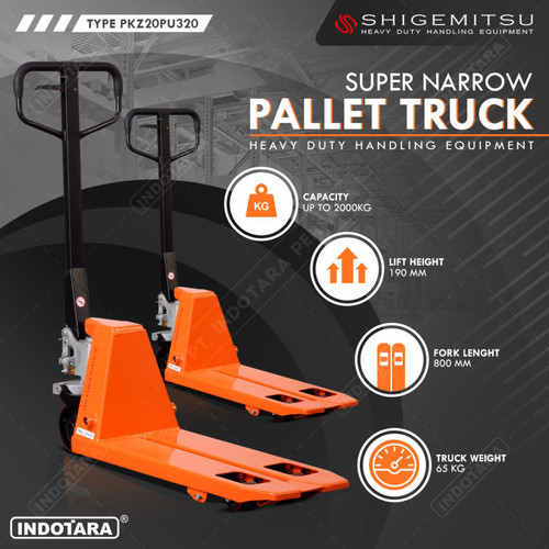 [EZM.1011819] Hand Pallet Narrow Pallet Truck Shigemitsu PKZ20PU320