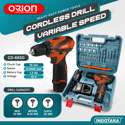 [EZM.1011832] Mesin Bor Baterai Tangan/Cordless Drill Battery Orion CD6650 2 Battery