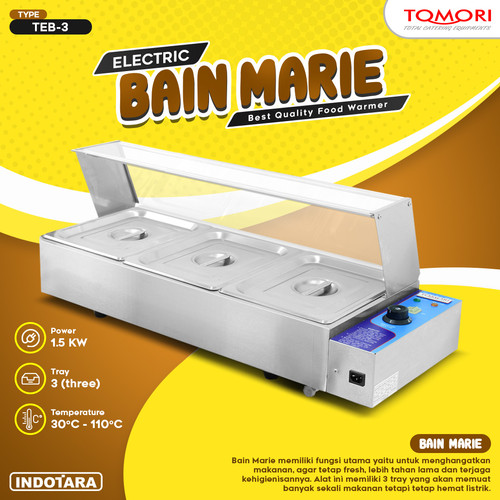 [EZM.1011857] Penghangat Makanan Food Warmer Bain Marie 3 Tray Tomori - TEB-3