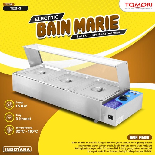 [EZM.1011857] Penghangat Makanan Food Warmer Bain Marie 3 Tray Tomori - TEB-3