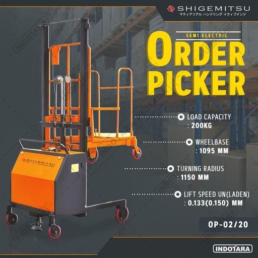 [EZM.1011909] Semi Electric Order Picker Shigemitsu OP-02/20
